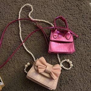 Pink and Cream Kids Handbag Set